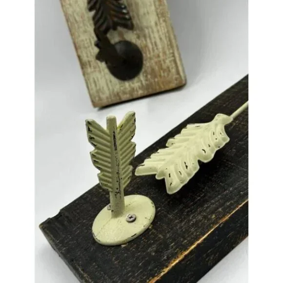 Wooden Arrow Sign Brown Rustic Coat Wood Plaque Hooks Hang Keys Wall Art Decor - Picture 5 of 10